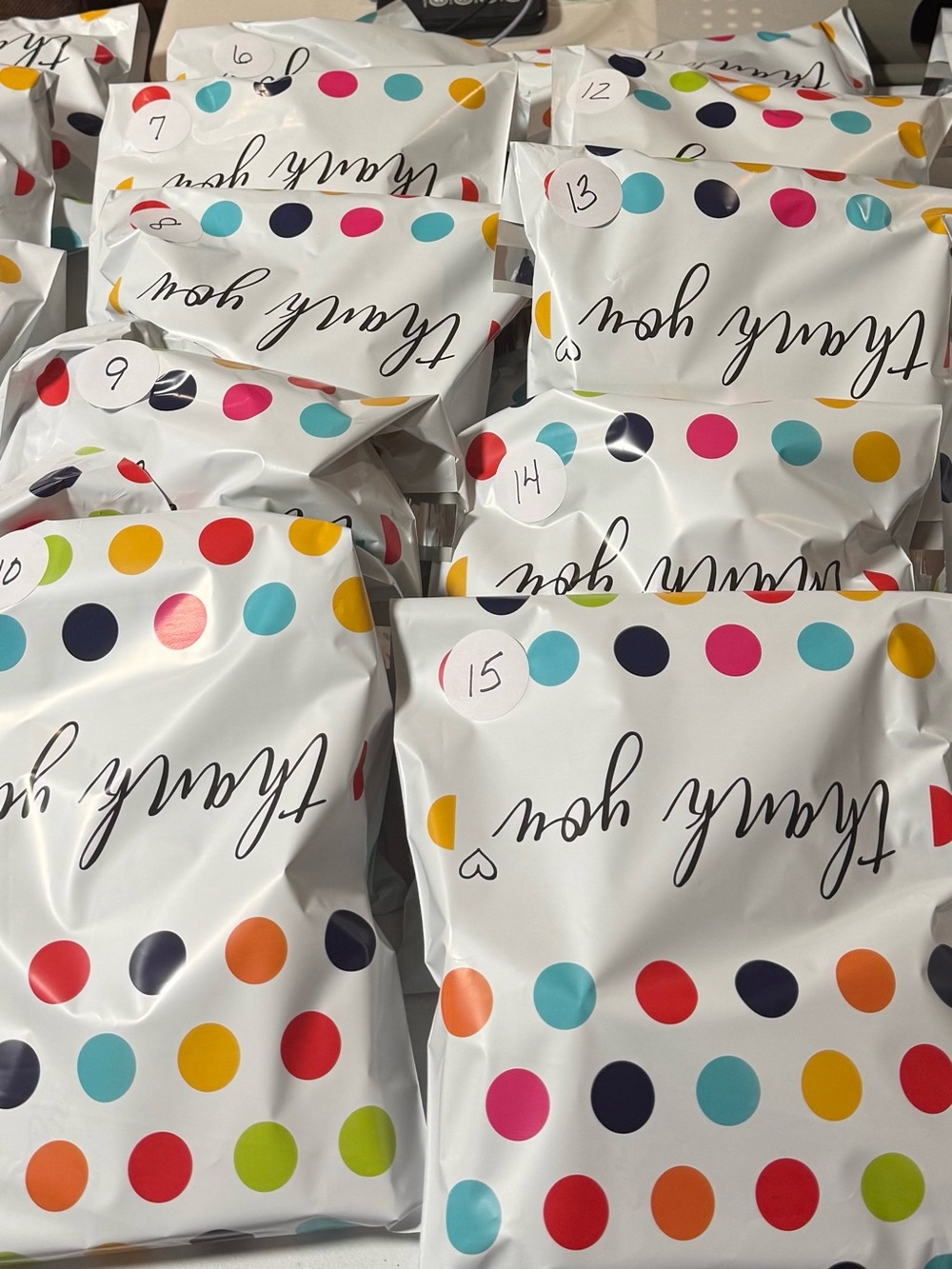 Polka Dot Gift Wrap Bags — White with Multicolor Dots